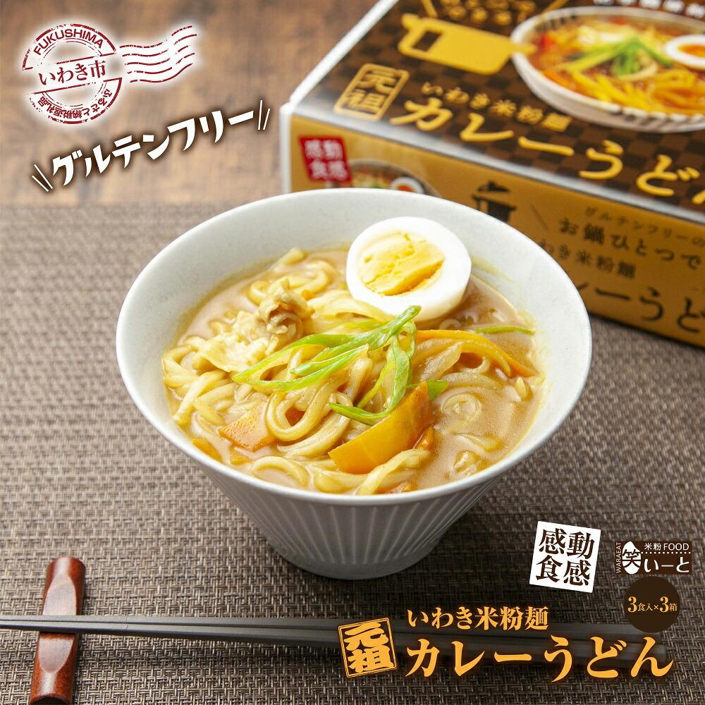 【グルテンフリー】いわき米粉麺カレーうどん 3食入×3箱