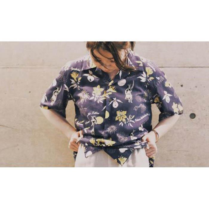 いわき市発D2Cアロハシャツ「yourmood」(オープンカラー) NAVY_1サイズ