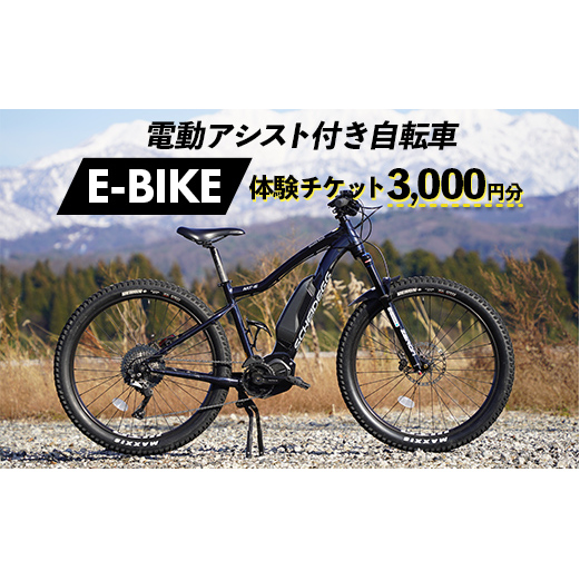 電動アシスト付き 自転車 E-BIKE 体験 チケット 3000円分 立山町観光協会商品券 利用券 観光 レジャー サイクリング レンタサイクル モンベル 電動自転車 マウンテンバイク 富山県 立山町 F6T-161