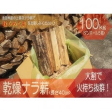 北信州産 乾燥ナラ薪100kg 大割(長さ約40cm)【複数個口で配送】【4054302】