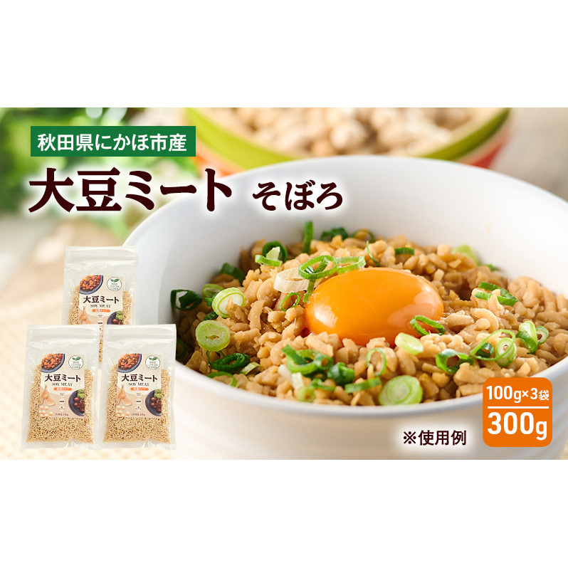 にかほ市産 大豆ミート 300g (3袋)　大豆 ベジミート 植物肉 代替肉 ソイミート 粒タイプ ミンチタイプ 乾燥タイプ そぼろ  秋田県 にかほ市