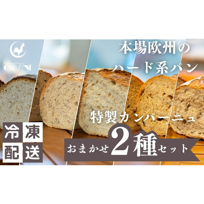 本場欧州のハード系パン　特製カンパーニュ　2種セット （種類ランダム/焼成前各1kg）