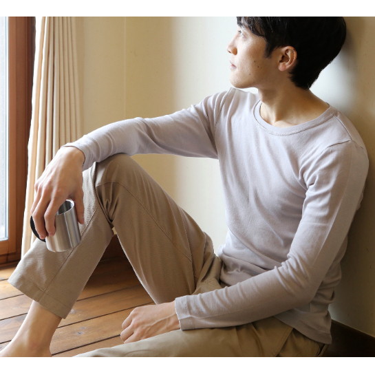 《絹生活研究所》インナー／メンズ／長袖／グレー インナーウェア 下着 肌着 ファッション 服 男性 