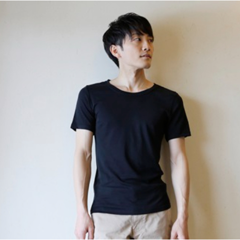 《絹生活研究所》インナー／メンズ／半袖／黒（2サイズ） インナーウェア 下着 肌着 Tシャツ ファッション 服 男性 