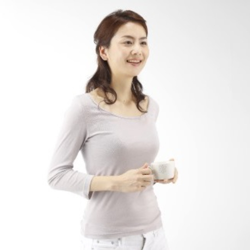 《絹生活研究所》インナー／レディース／8分袖／グレー インナーウェア 下着 肌着 ファッション 服 女性 