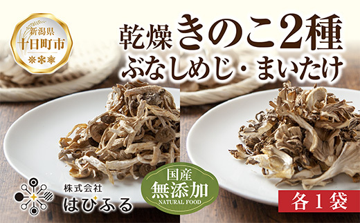 乾燥きのこ 2種セット(ぶなしめじ まいたけ)/国産 乾燥 ぶなしめじ 30g 舞茸 30g 各1袋ドライ きのこ 無添加 国産 だし 時短 ダイエット ギフト お取り寄せ はぴふる 新潟県