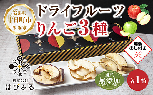 【熨斗】ドライフルーツ りんご 3種(シナノゴールド シナノスイート 紅玉)/乾燥りんご 林檎 リンゴ 無添加 砂糖不使用 国産 フルーツ 保存食 ギフト グルメ お取り寄せ はぴふる 新潟県 十日町市