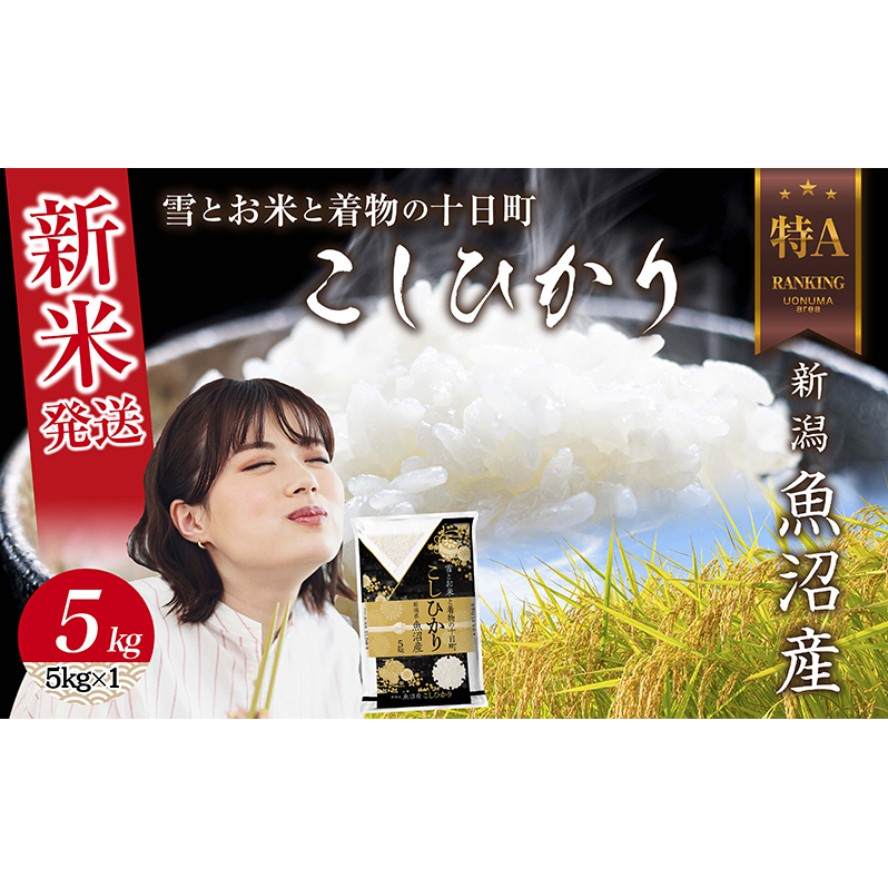 【新米発送】 令和7年産 新潟県 魚沼産 コシヒカリ お米 5kg 精米済み（お米の美味しい炊き方ガイド付き） こめ 白米 新米 こしひかり 食品 人気 おすすめ 送料無料 魚沼 十日町 十日町市 新潟県産 産直
