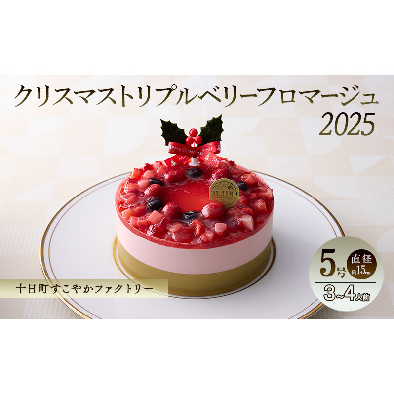 クリスマストリプルベリーフロマージュ（5号・直径約15cm）｜十日町すこやかファクトリー アレルギー対応 特定原材料不使用 クリスマスケーキ フロマージュ ホール ケーキ 洋菓子 スイーツ 新潟県