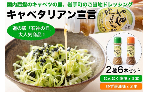 キャベツ専用ドレッシング二種類6本セット ドレッシング 岩手町 ご当地 にんにく ゆず キャベツ セット