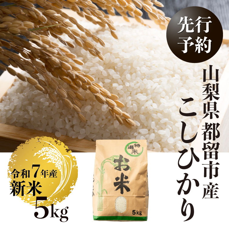 [令和7年産新米・予約]山梨県都留市産こしひかり[5kg] お米 コメ 米 コシヒカリ 先行予約 新米
