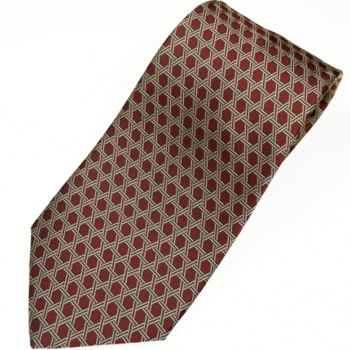 郡内織物「富士桜工房」シルクネクタイ 編籠目  柿渋色