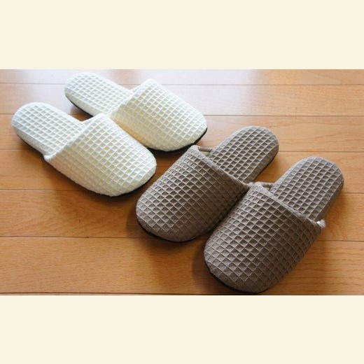 太ワッフルソフトスリッパFサイズ（約24.5cmまで）2足セット　【04301-0349】