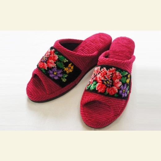 シェニーモール織ヒールスリッパ（約23.5cmまで）＜カラー：レッド＞　【04301-0364】