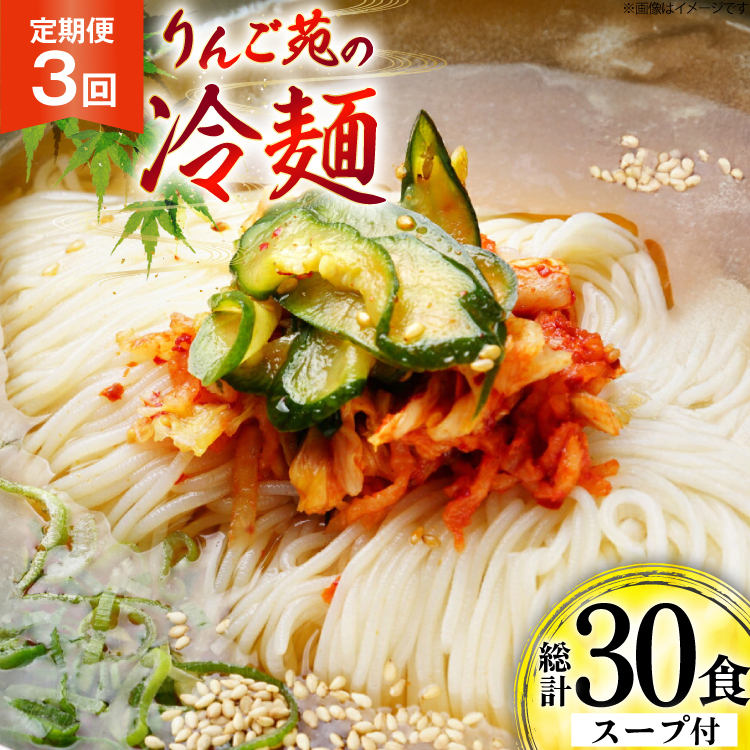 冷麺 定期便 3回 りんご苑の冷麺 スープ付 10食 計30食 [りんご苑 山形県 高畠町 tk06ays660002] スープ 自家製 生麺 時短 簡単 手軽 冷凍
