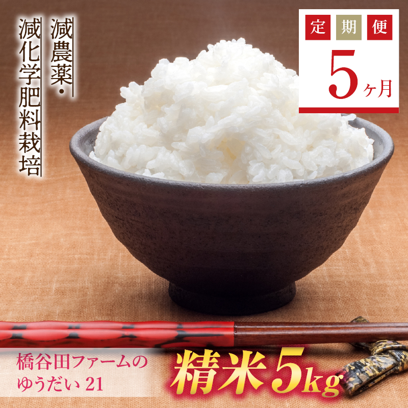 《定期便5ヶ月》 減農薬・減化学肥料栽培 西会津産米 ゆうだい21 精米 5kg F4D-1786