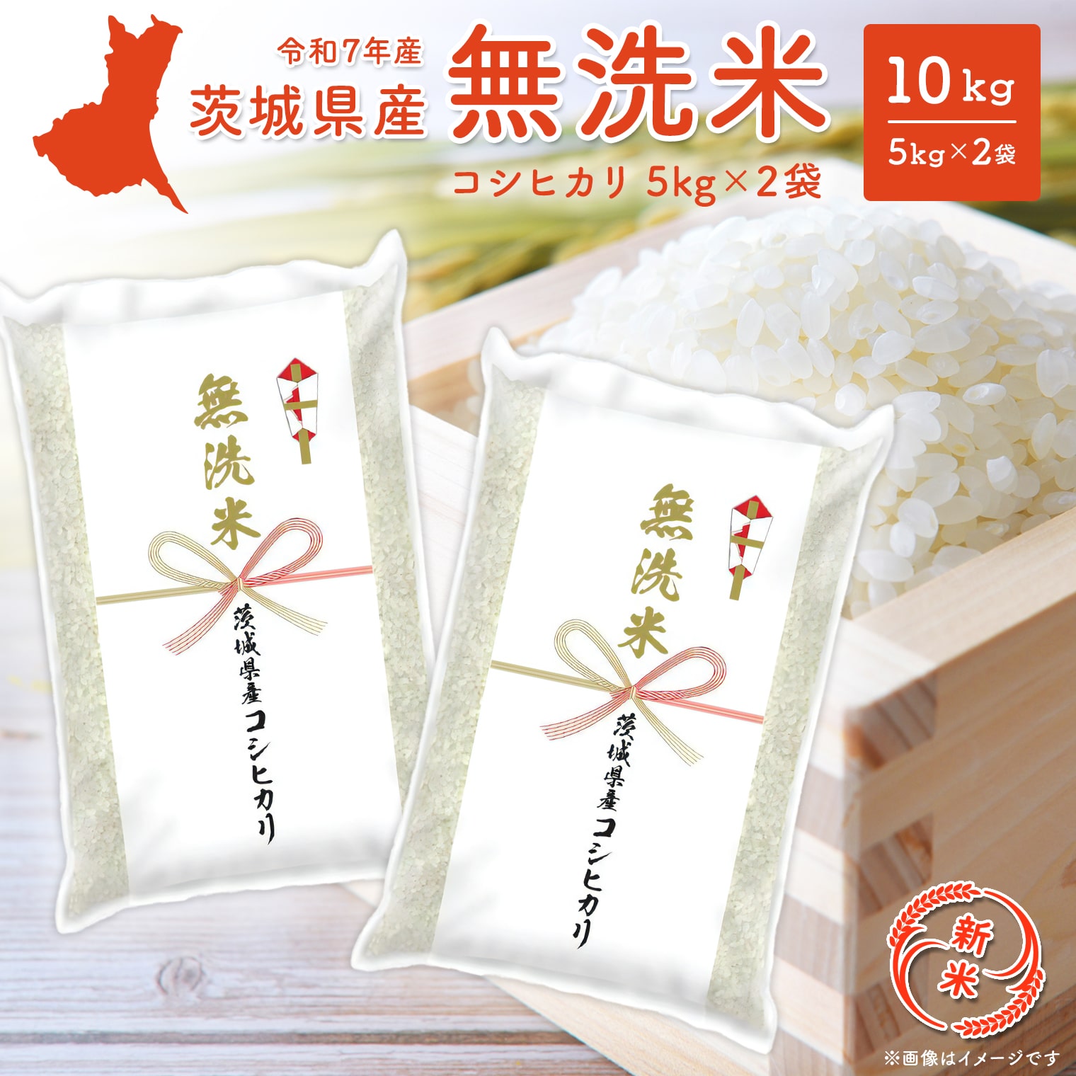 【新米先行予約!!】 令和7年産【無洗米】茨城県産 コシヒカリ 10kg (5kg×2袋) ＜令和7年9月内発送＞ 新米 米 無洗米 小分け 2025年産 K2454