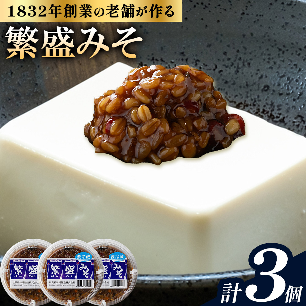 秋葉糀味噌醸造 繁盛みそ 3個 味噌 みそ 株式会社TMO結城 《30日以内に出荷予定(土日祝除く)》 茨城県 結城市 なめみそ お味噌---yuki_tmo_38_3p---
