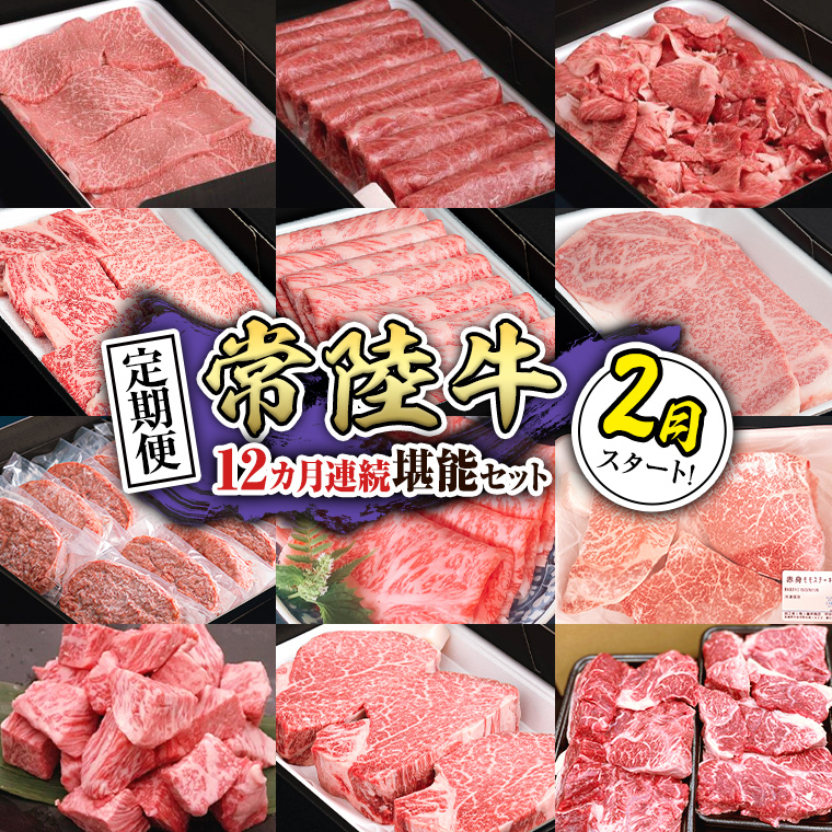 【定期便】【令和8年2月スタート】【全12回】『常陸牛』人気12か月堪能セット(12か月連続でお届け) お肉 肉 牛肉 ステーキ ハンバーグ サーロイン 赤身 切り落とし 霜降り カルビ