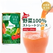 『定期便：全3回』北海道野菜100% ｽﾄﾚｰﾄｼﾞｭｰｽ160ｇ×20缶入【06001201】
