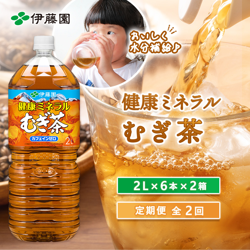 『定期便：全2回』健康ミネラルむぎ茶2L×6本×2箱【500016】