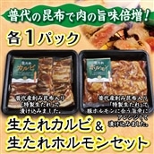普代の昆布でお肉もよろコンブ♪生たれカルビ＆生たれホルモン（各１パック）食べ比べ 豚肉 味付け肉