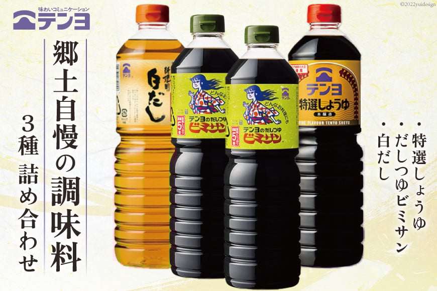 調味料 テンヨ 定番 3種セット 特選しょうゆ & だしつゆビミサン & 白だし TS-30B / 武田食品 / 山梨県 中央市 [21470488]
