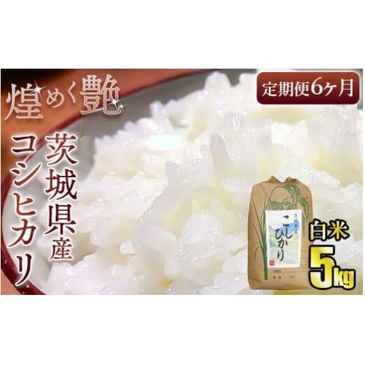 【定期便6ヶ月連続】煌めく艶 令和6年 茨城県産 コシヒカリ 5kg【白米】5kg×6回 合計30kg◇ ｜ 白米 日本穀物検定協会 最高評価 精米 ごはん ご飯 お米 おこめ 精米 こしひかり ブランド米 定期 定期便 国産 茨城県産 守谷市 送料無料