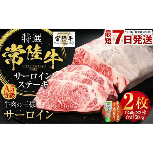 【特選】常陸牛（ひたちぎゅう） A5等級 サーロインステーキ 2枚（250g×2） 計500g（茨城県共通返礼品 茨城県産）