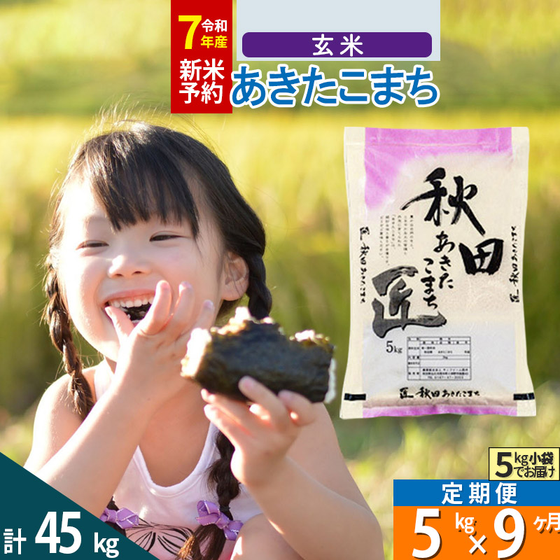 【玄米】＜令和7年産＞ 《定期便9ヶ月》秋田県産 あきたこまち 匠 5kg (5kg×1袋)×9回 5キロ お米