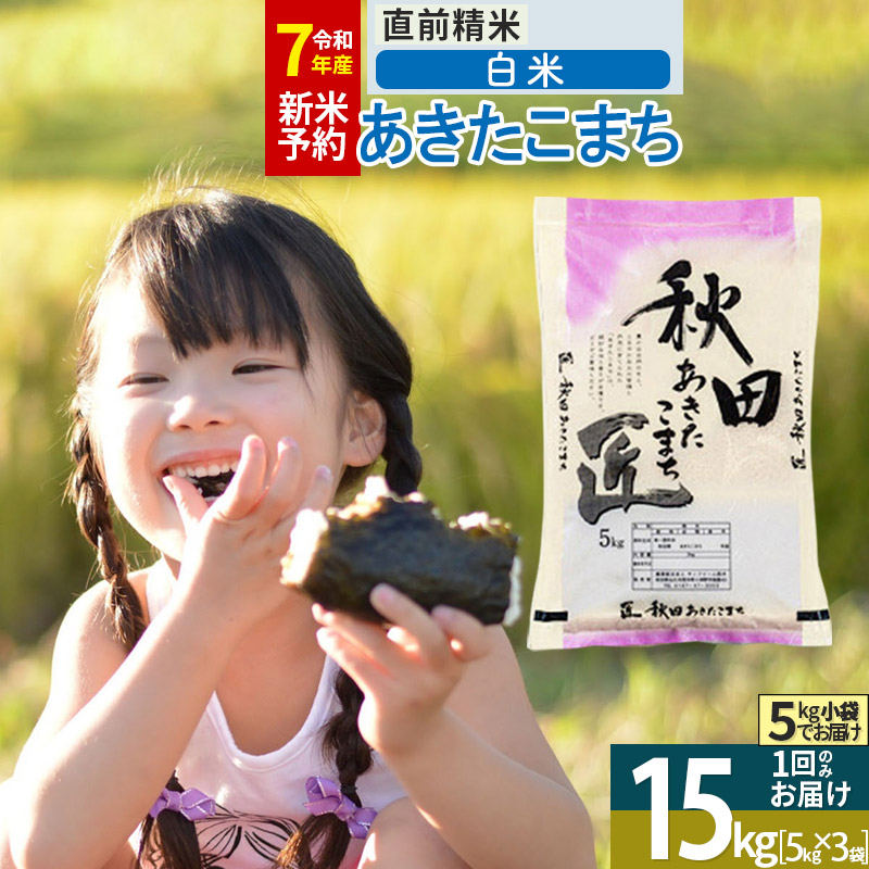 【白米】＜令和7年産＞ 秋田県産 あきたこまち 匠 15kg (5kg×3袋) 15キロ お米