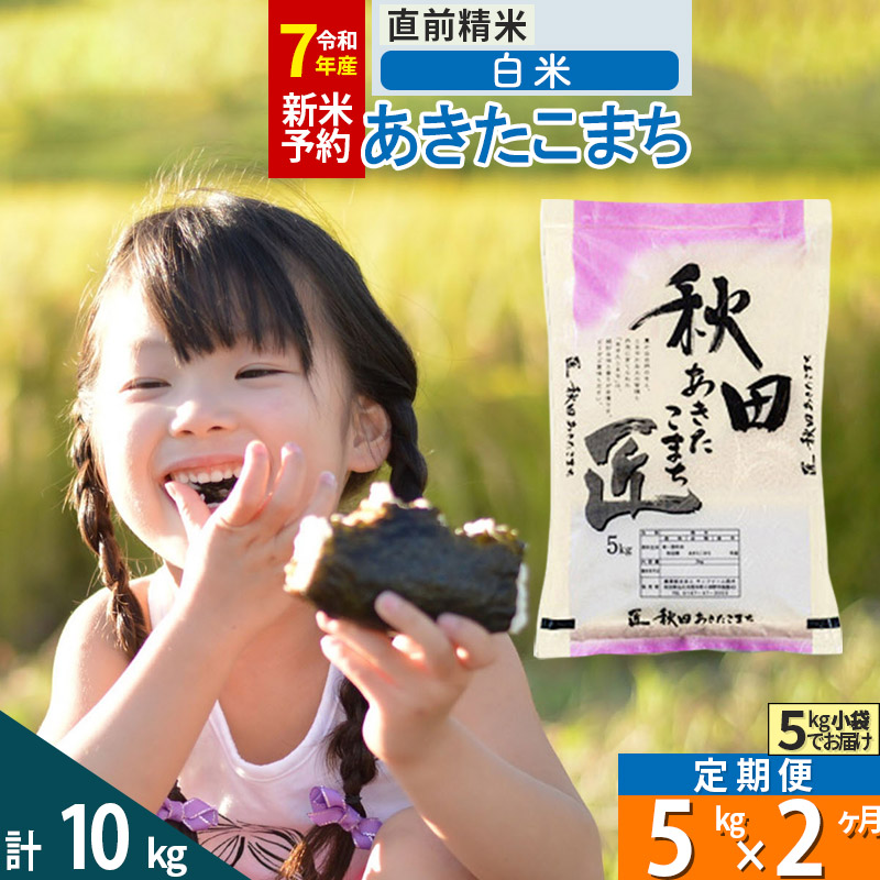 【白米】＜令和7年産 新米予約＞ 《定期便2ヶ月》秋田県産 あきたこまち 5kg (5kg×1袋)×2回 5キロ お米  新米