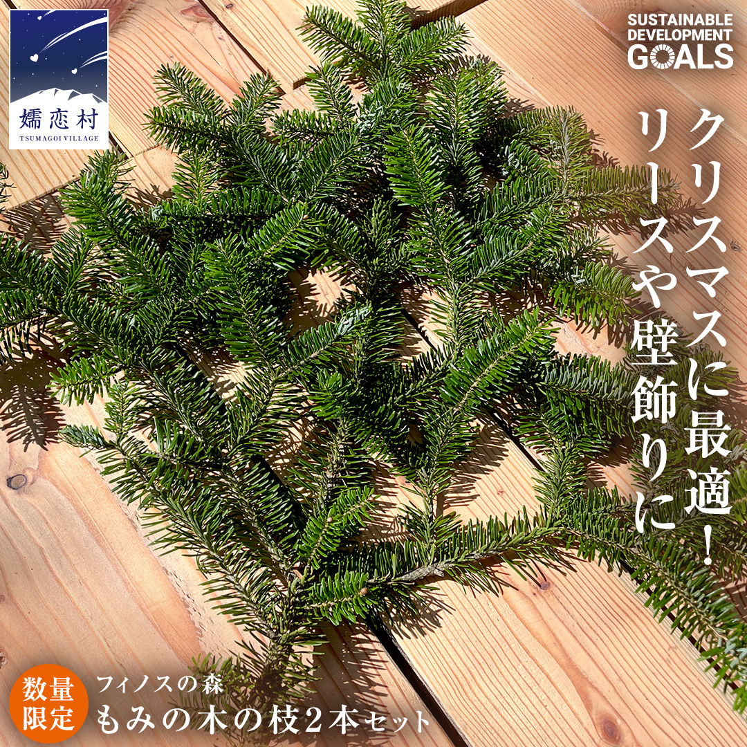 【 12月 発送開始 】 クリスマス に最適! フィノスの森 もみの木の枝 2本セット クリスマス クリスマスツリー もみの木 観葉植物 インテリア 日用品 飾り 数量限定 リース スワッグ  [BI006tu]