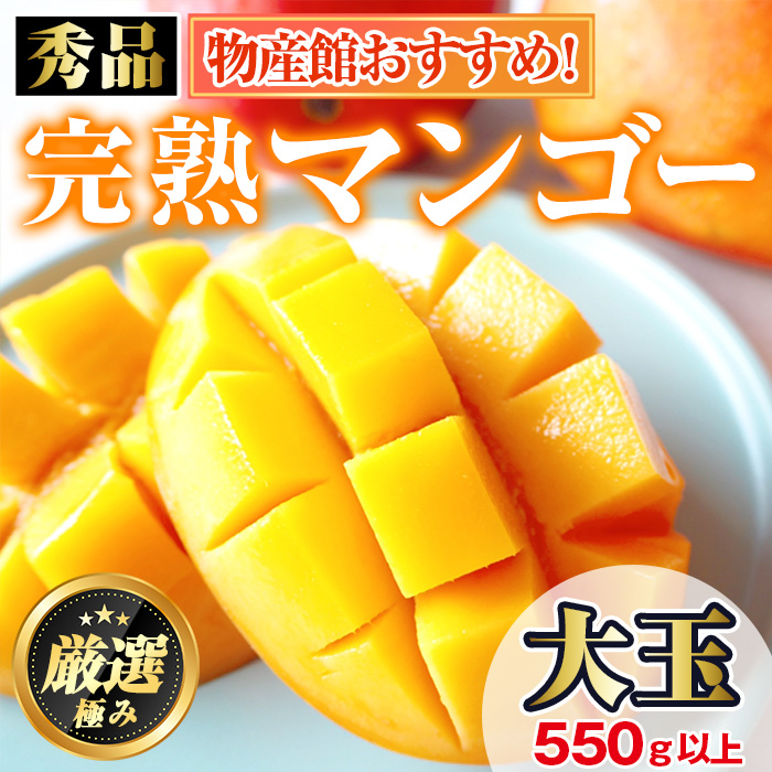 【0145912a】＜秀品・数量限定＞南国鹿児島県産の太陽の恵み！完熟マンゴー(大玉1個・550g以上) 果物 フルーツ 果実 デザート 国産 冷蔵【東串良物産館ルピノンの里】