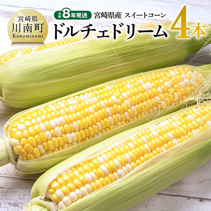 【令和8年発送】宮崎県産とうもろこし　スィートコーン「ドルチェドリーム」4本　とうもろこし 野菜  [C10808]