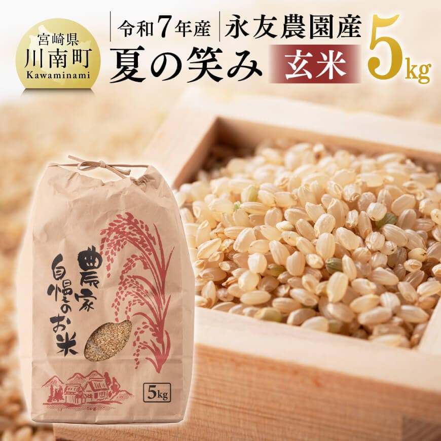 [令和7年産]永友農園産「夏の笑み(玄米)」5kg 米 お米 玄米 新米[C10605]