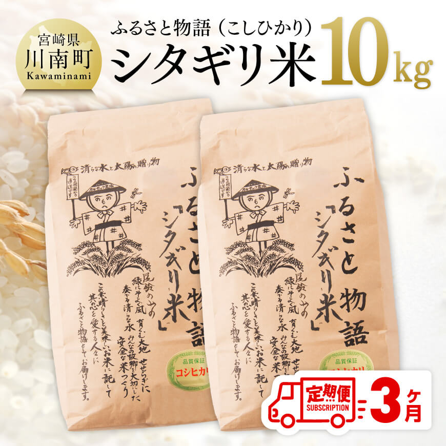 [3ヶ月定期便]※毎月20日頃発送※[令和6年産]宮崎県産こしひかり「シタギリ米」5kg×2 お米 米 新米[D04202t3]