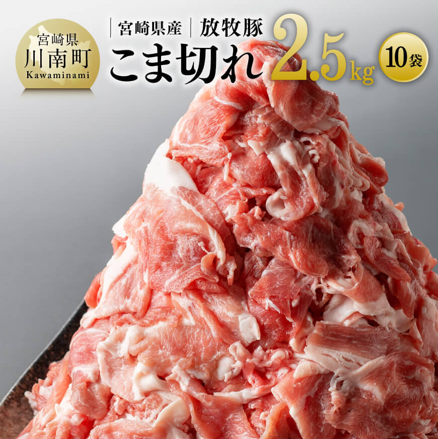 宮崎県産 放牧豚 こま切れ 10袋計 2.5kg 豚肉[E8101]