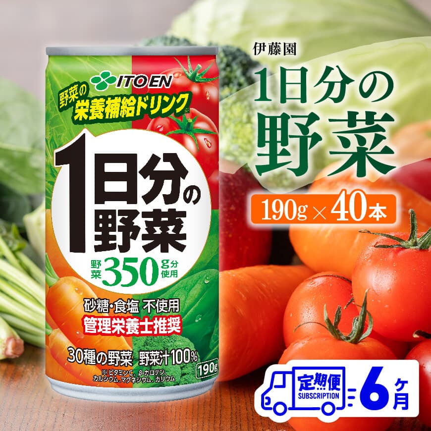 6ヶ月定期便】伊藤園1日分の野菜190g×40本 野菜ジュース