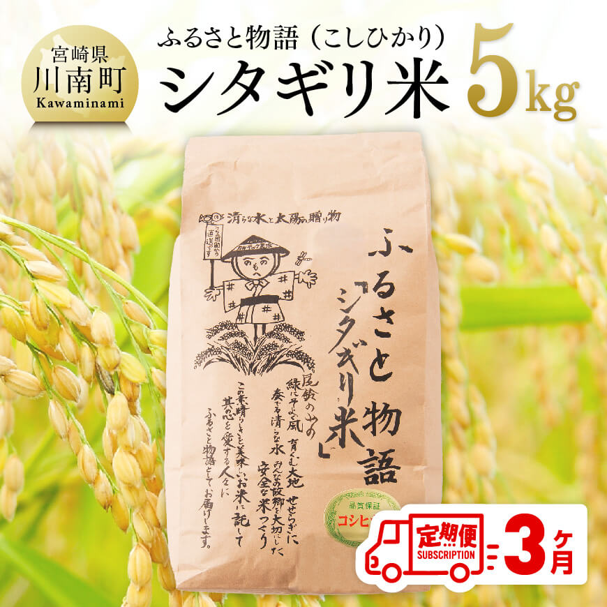 [ 3ヶ月定期便]※毎月20日頃発送※[令和6年産]宮崎県産こしひかり「シタギリ米」5kg お米 新米 米[D04201t3]