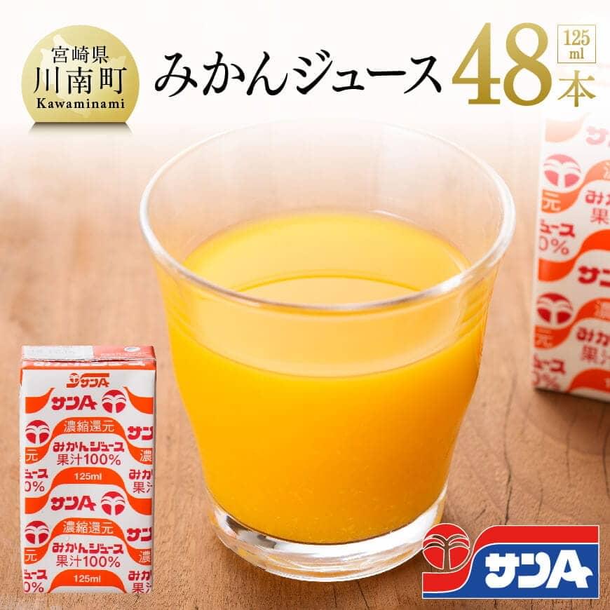 サンAみかんジュース100% 125ml紙パック×24本×2ケース ジュース 飲料類 みかん[C03026]