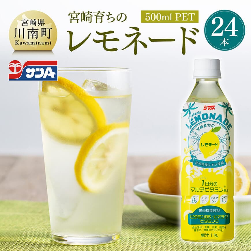 サンA宮崎育ちのレモネード500mlPET 24本入り 飲料類 レモン 檸檬 飲み物 ジュース[C03015]