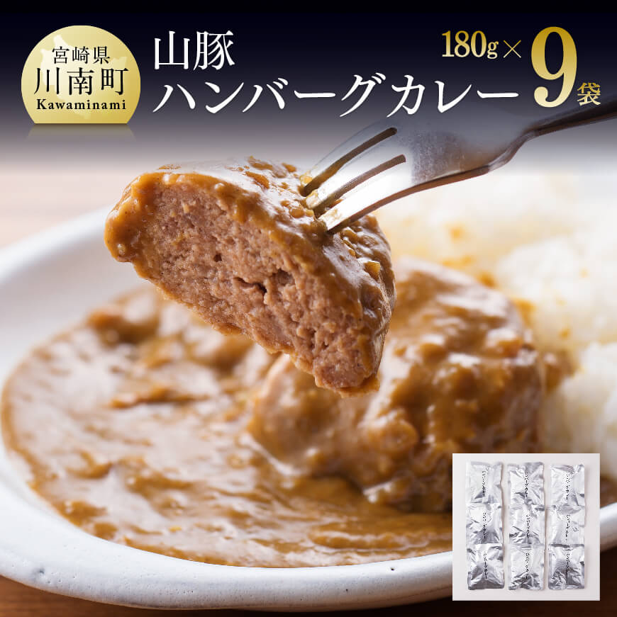 山豚豚肉ハンバーグカレー180g×9袋 豚肉[G7506]