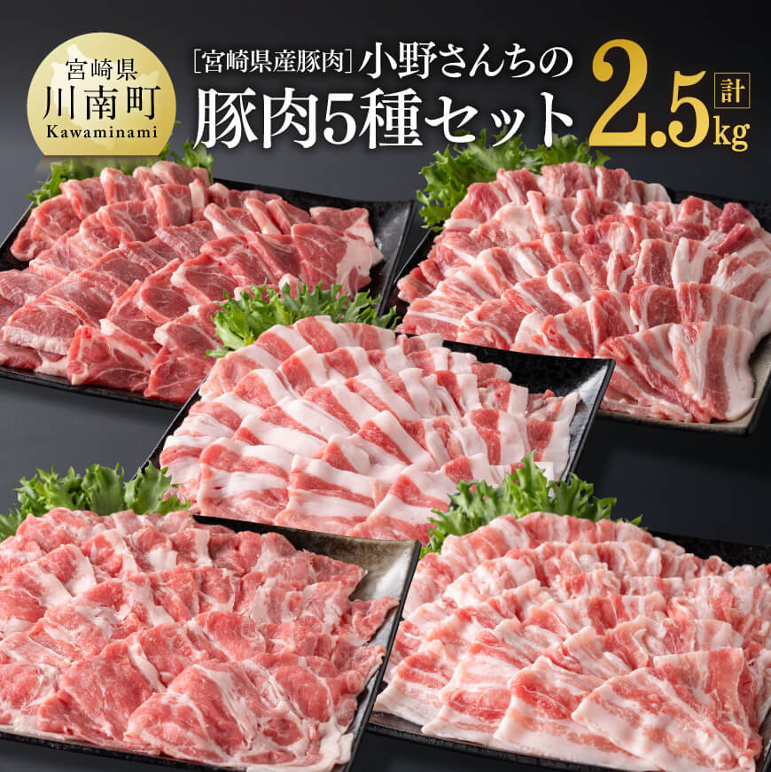 宮崎県産豚肉小野さんちの"豚肉5種セット" 2.5kg 肉 豚肉 しゃぶしゃぶ[E10506]