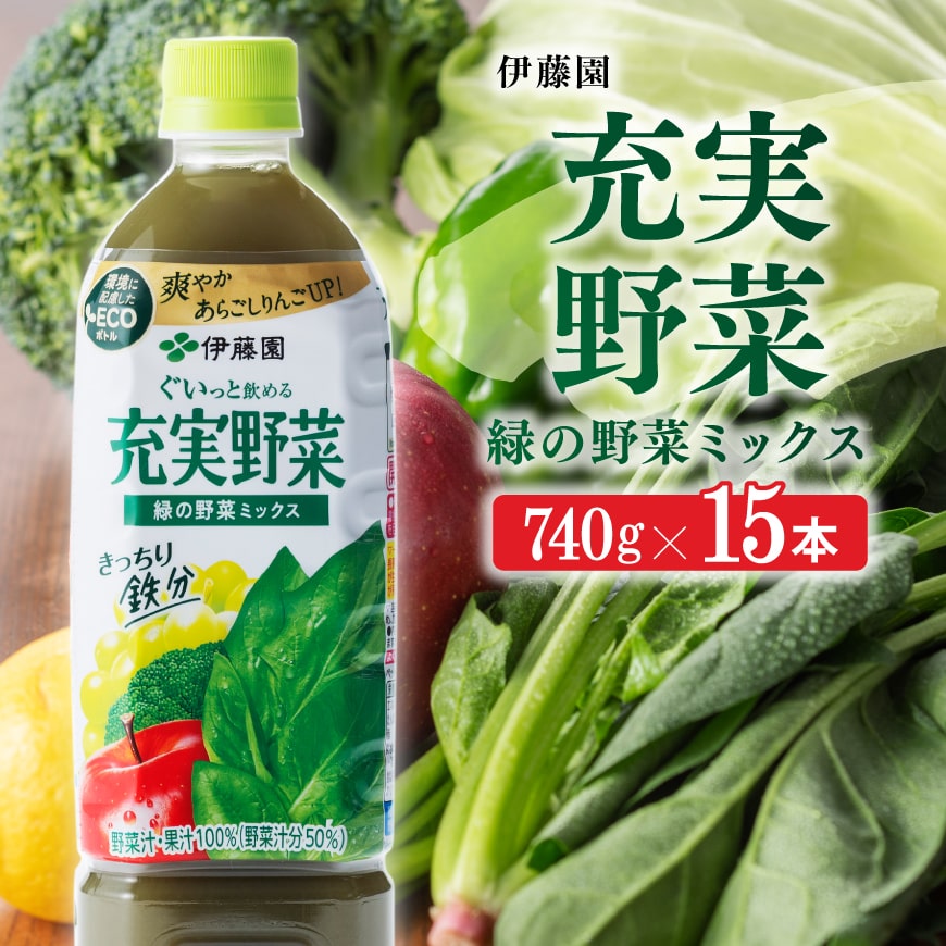 伊藤園充実野菜緑の野菜ミックス740g×15本ペットボトル 飲料類 野菜ジュース[E7318]