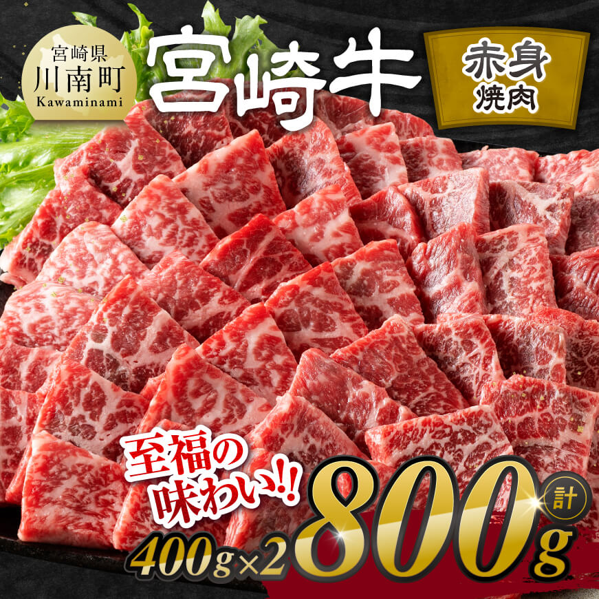 宮崎牛赤身焼肉 800g (400g×2) 牛肉 宮崎牛[E11120]