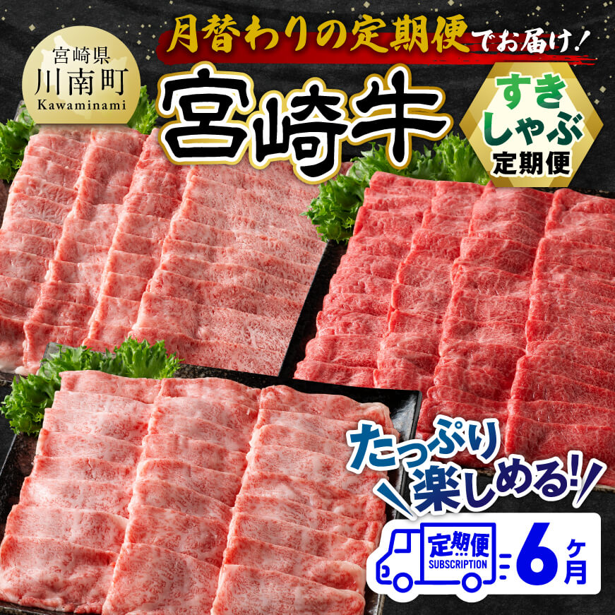 [6ヶ月定期便]宮崎牛すきしゃぶ 定期便 肉 牛肉 黒毛和牛[E11131t6]