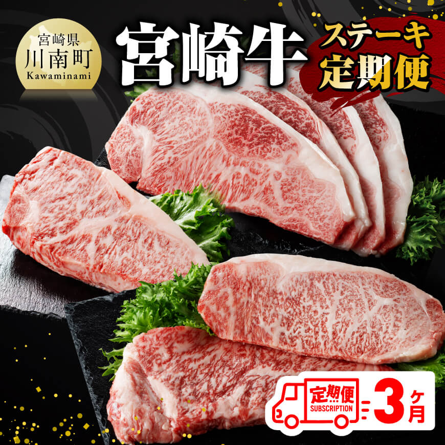 [3ヶ月定期便]宮崎牛ステーキ定期便 牛肉[E11015t3]