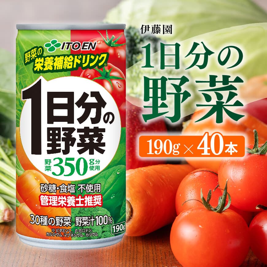 伊藤園1日分の野菜190g 40本(缶20本入り×2ケース) 野菜ジュース[E7338]
