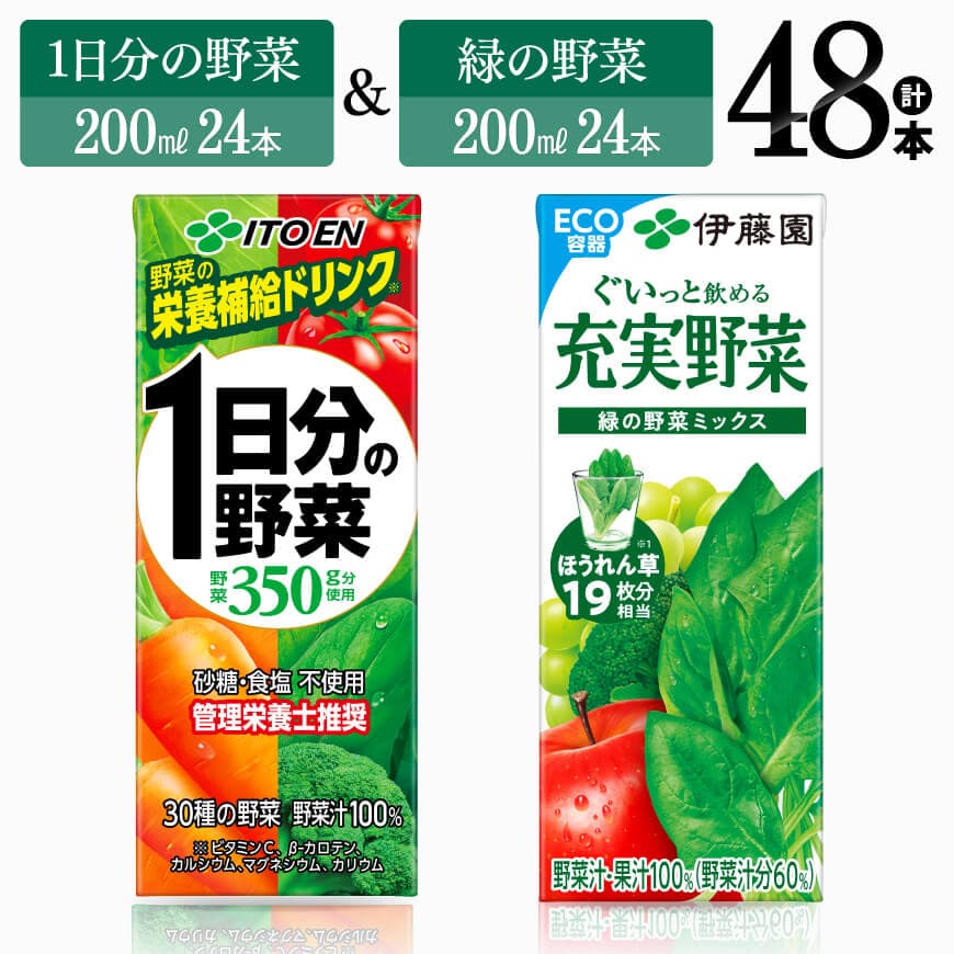 伊藤園1日分の野菜&緑の野菜(紙パック)48本 野菜ジュース 野菜[E7357]